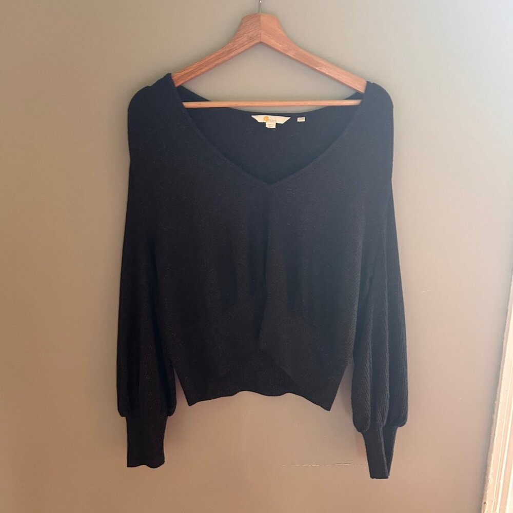 Boden Sparkle Blouson Knit Top - Midnight with Gold - XL
